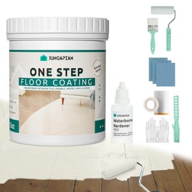 Jungarian All-In-One Interior Floor Coating Kit, Water-based & Low Odor One-Step Floor Paint, High Hardness Waterproof Paint for Ceramic, Porcelain, Fiberglass, Hardwood, Laminate, Vinyl, 35OZ, Cream