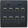 Wallplate City RiteAV - Cat6 Shielded Wall Plate 8 Port - Flat 2 Gang [Black/Black]