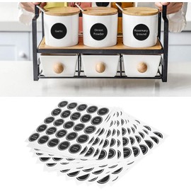 Etiquetas Redondas para Frascos de Especias de 1.5 In, Juego de Etiquetas Adhesivas Impresas Reutilizables, 13 Piezas * 25 Pegatinas Adhesivas de Pizarra para Especias para Cocina/Frascos de Especia