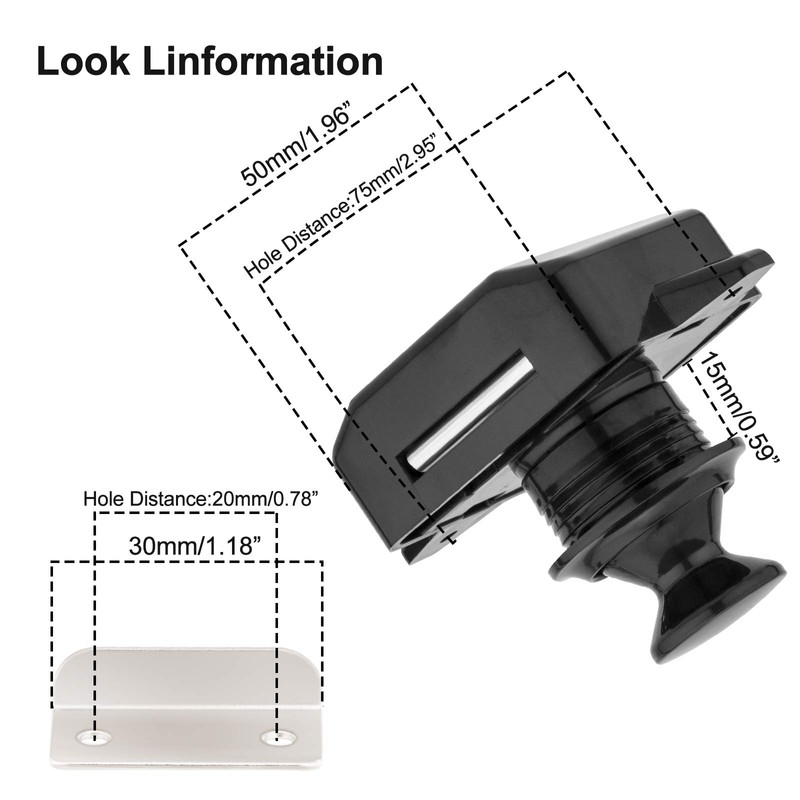 LESOLEIL Push Lock Motorhome Furniture Lock Button Cabinet ABS Lock