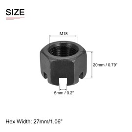 DTGN M18x1.5mm(DxP) Slotted Hex Castle Nuts - 5Pack - Good for Machinery Repairing - Carbon Steel Blackened Hexagon Nuts - Black