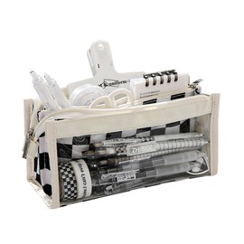 [ASY] Pen Case, Transparent, Checkered Pattern, Slim Pencil Case, Simple Pencil Case, Stationery Storage, Tool Case, Tool Case, Tool Pen Case, Pen Pouch, Pencil Case, Pencil Case, Junior High School,