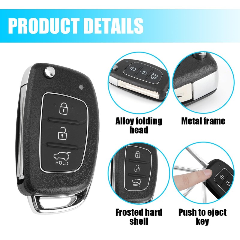 3 Button Remote Control Key Shell for Hyundai i20, i30,