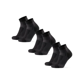 DANISH ENDURANCE Calcetines de senderismo de lana merino de corte bajo para mujeres y hombres, paquete de 3, senderismo, al aire libre, ligeros, acolchados, Negro, 8-10