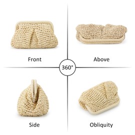 LHHMZ Straw Clutch Purse for Women - Woven Dumpling Clutch Summer Beach Shoulder Handbag