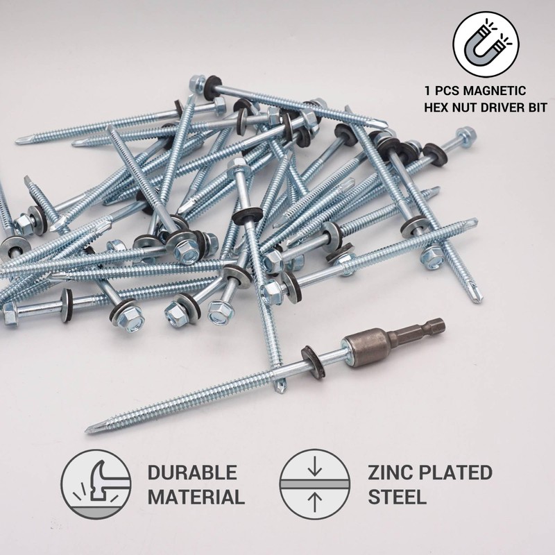 SKIR'CO Pack of 20 Galvanised Roofing Screws 6.3 x 120