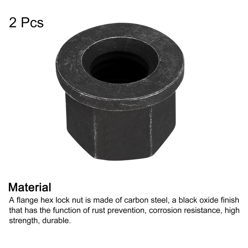 sourcing map M18 Flange Hex Nuts, 2pcs Grade 8.8 Carbon