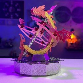 Metal Time Sun Chaser Sundial Metal Model Kit, Red Dragon Metal Puzzle Sundial, 3D Metal Puzzle with Functional, and Exquisite Design, 57 Pieces