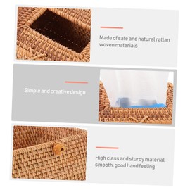 LABRIMP Hand Woven Rattan Tissue Holder Natural Rattan Tissue Storage Box for Home Hotel and Car Creative Desktop Napkin Organizer and Stylish Design for Living Room and Office