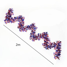 2 Pack Independence Day American Flag Tinsel Garland, 13ft Red,White,Blue Patriotic USA Flag Hanging Garlands Twist Tinsel Decoration for 4th of July Memorial Day Holiday Party Outdoor Décor