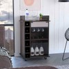 Benicabaly Bar Cart with Six Wine Cubbies and Glass Door