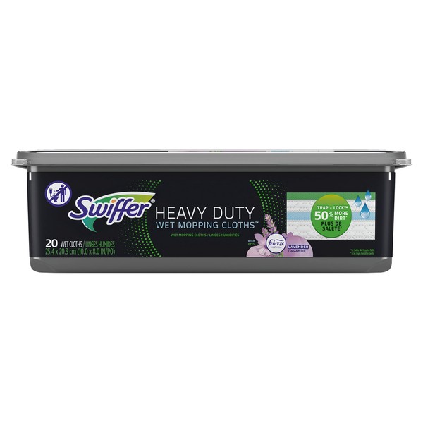 Swiffer Sweeper Heavy Duty Wet Mopping Cloths Multi Surface Refills, Lavender Scent, 20 count