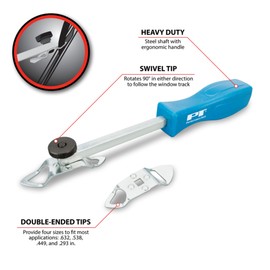 Performance Tool W86566 Windshield Locking Strip Tool, 90-Degree Swivel Tip, Four Sizes, for Windshields, Rear Glass, and More - Blue