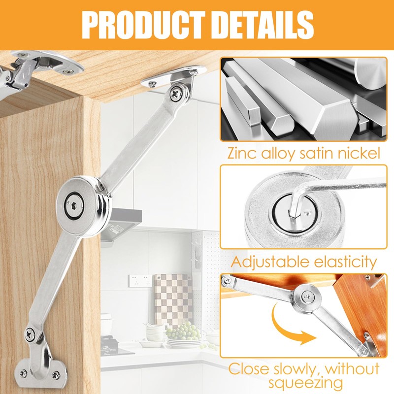 Pack of 2 Lid Support Hinge, Soft Close Lid Support