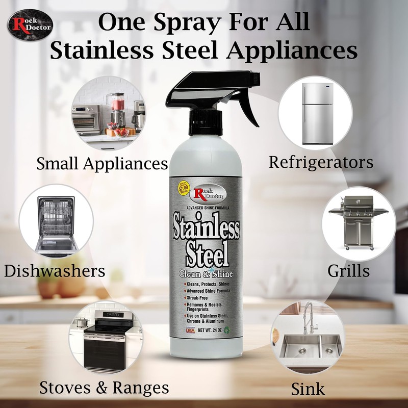 Rock Doctor Stainless Steel Cleaner and Polish, Streak-Free Cleaning Solution