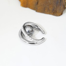 Elegant Black Pearl Ear Cuff - Sterling Silver Minimalist Jewelry for Women