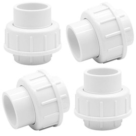 YSIL 1" PVC Union Coupling Pipe Fitting (Socket x Socket) Furniture Grade Schedule 40 PVC Slip Union PVC Adapter with EPDM O-Ring for irrigation,sprinkler systems,White 4 Pack