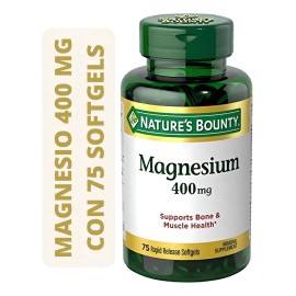 Natures Bounty, Magnesio 400mg 75 Softgels Suplemento Alta Potencia Para Apoyo Nutricional Diario, Sin Gluten, Sin Lactosa Ni Conservadores...        