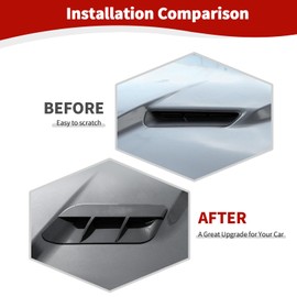 JOSHELA for Challenger Hood Vent Cover Trim Fit for Dodge Challenger 2015 up Black Carbon Fiber Exterior Accessories 2pcs