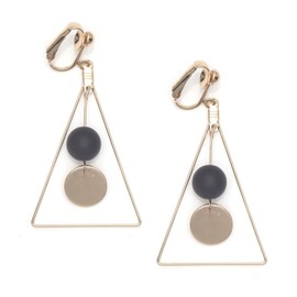 Idin Jewellery - Gold-tone Triangle with Black Bead & Disc Drop Clip-on Earrings