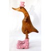 dekoundmeer Wooden Duck 25cm Handmade with Pink Boots and Hat