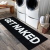 Black Get Naked Bath Mat, Long Runner Mat for Bathroom, Cute Fun Simple Bath Rug, Water Absorbent Non-Slip Microfiber Mat, 18"x47"