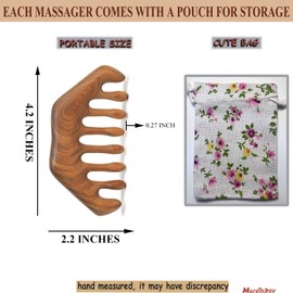 Moreinday Wooden Massage Comb, Wooden Scalp Massager, Scalp Gua Sha for Stress Relax, Loc Comb for Sisterlocks - Green Sandalwood