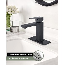 gotonovo Bathroom Faucet for Sink 1 or 3 Hole Deck Mount 304 Stainless Steel Modern Bathroom Sink Faucet Single Handle Basin Mixer Tap with Supply Hoses and Pop Up Drain, Oil Rubbed Bronze
