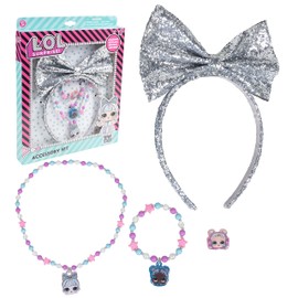 L.O.L HeadBands For Girls - Kids Headband Jewelry for Girls - Dress Up Set All in one Giftable Box - Headband - Play Jewelry Set - 4pc (Toddler Headband, Necklace, Dress Up Bracelet, Ring) Ages 3+