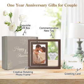 HELORAY 1 YearAnniversary Picture Frame Gifts for Couple 1 Year Anniversary Paper Gifts for Girlfriend One Year Anniversary Picture Frame for Wife Happy 1 Year Anniversary Decorations Gift for Couple