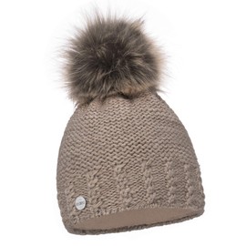 EliMeli® 14503 women's winter hat, warm knitted hat with bobble Slouch, knitted beanie for winter bobble hat, Made in EU, choice of colours., brown