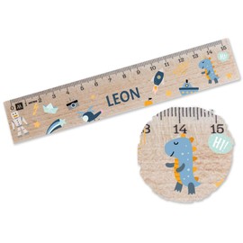 Wooden Dinosaur Ruler 15 cm Dino Rulers Dinos Gift School Gifts School Child Gift School Introduction Gifts School Entry I - 15 cm - Wood - Small Primary School School Supplies