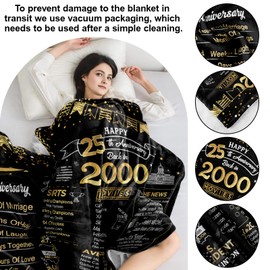 elseven 25th Anniversary Wedding Gift 25th Wedding for Her 25 Year Anniversary for Couples Wife Husband Best Anniversary Blanket Present Throw Blanket 60 x 50 Inch
