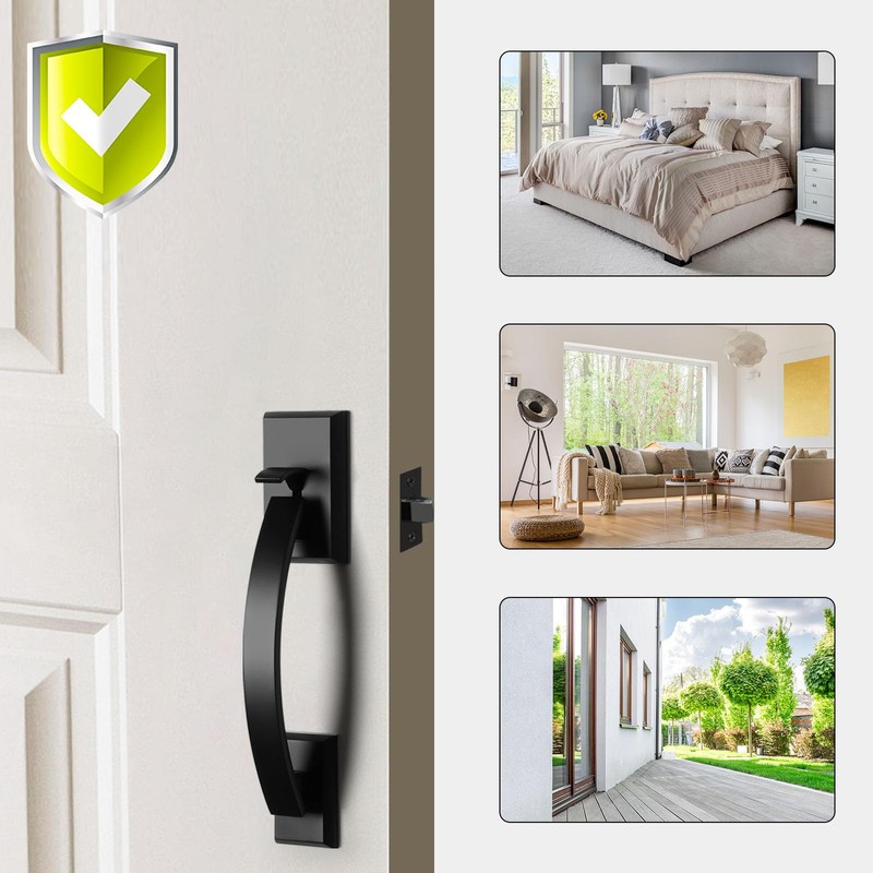 Hadims Matte Black Door Handle Exterior, Entry Door Handle and