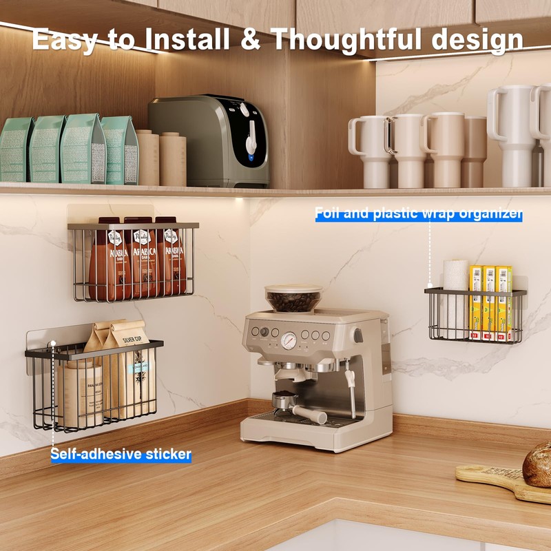 MUSTORN 3 Pack Adhesive Cabinet Door Organizer, Lid Organizers Inside