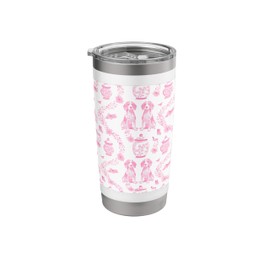Preppy Pink & White Toile Beagle Dog Stainless Steel Insulated Tumbler