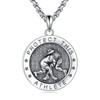 YFN Wrestling Necklace Sterling Silver St Sebastian Athlete Medal Pendant