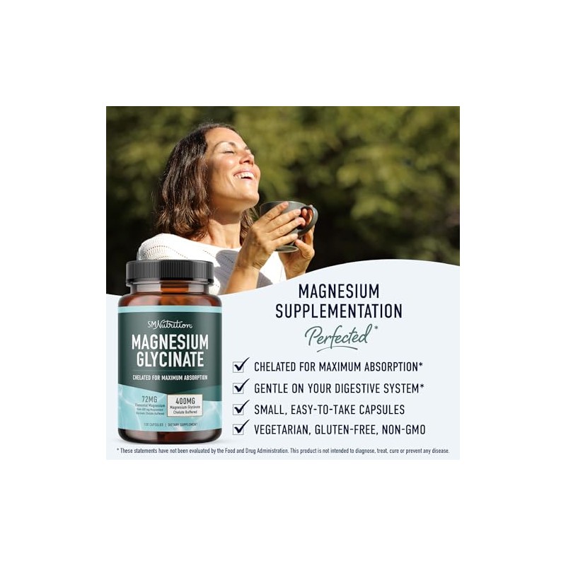 SMNutrition Glicinato de magnesio 400 mg Glicinato de magnesio quelado
