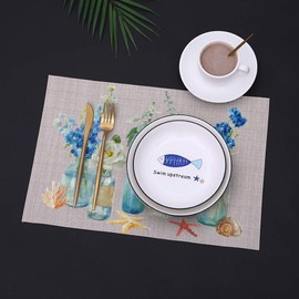 JOYLAND Set of 4 Woven Non-Slip Insulation Placemats for Dining Table,Kitchen Place Mats Coffee Mats Heat-Resistant Jacquard Weave Table Mats Painting Flowers Floral 12 x 18 inch(Flowers Floral)…