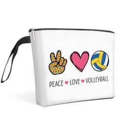 Volleyball Lover Makeup Bag, Birthday Friendship Gifts for Daughter Sister Women, Peace Love Volleyball, Volleyball Coach Gift, Volleyball Player Cosmetic Bag, Travel Makeup Bag Zipper Pouch - HZT31