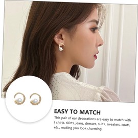 FRCOLOR Delicate Silver Pearl Ear Studs Creative Fashion Earrings for Women for Daily Wear Parties and Special Occasions Comfortable and Stylish Ear Decoration