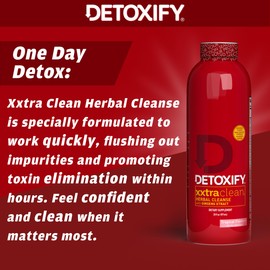 Detoxify – Xxtra Clean Herbal – Tropical Fruit Flavor - 20 oz – Professionally Formulated Extra Strength Herbal Detox Drink – Enhanced with Ginseng Extract & Milk Thistle Extract - Plus Sticker