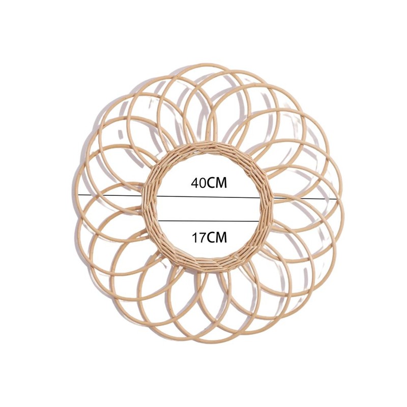 Wall Hanging Mirror Rustic Rattan Makeup Mirror for Bathroom Dressing