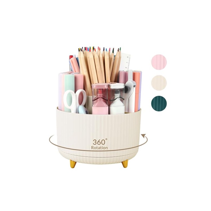 SKYDUE 360 Rotating Desk Pen Organizer with 5 Slots