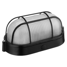 Bulkhead Aluminium Cellar Lamp E27 IP54 Black Hard Glass Max. 60 W
