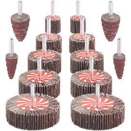 Rustark 14 pcs 1/4" Abrasive Flap Wheel Sander Set with 80 Grit Aluminum Oxide Shank Mounted Flap Wheels and Cone Shape Sandpaper Flap Sanding Wheel Grinding Head Rotary Tool