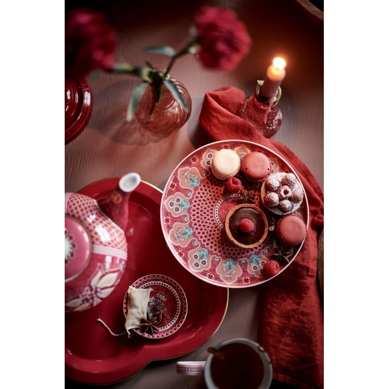 PIP STUDIO 51001296 Flower Festival Scallop Plate Dark Pink 26.5