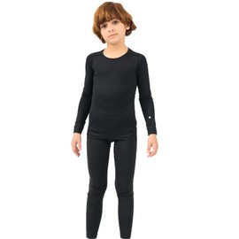 SURUIDA Unisex Kids Compression Shirts Set for Girls & Boys,Kids Long Underwear Base Layer Athletic Leggings Black