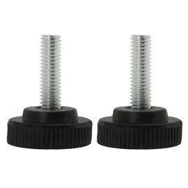 uxcell M8 x 25 x 30mm Screw on Furniture Glide Leveling Feet Adjustable Leveler Pad for Chair Industrial Machine Desk Leg 2 Pack, Black and Silver Tone