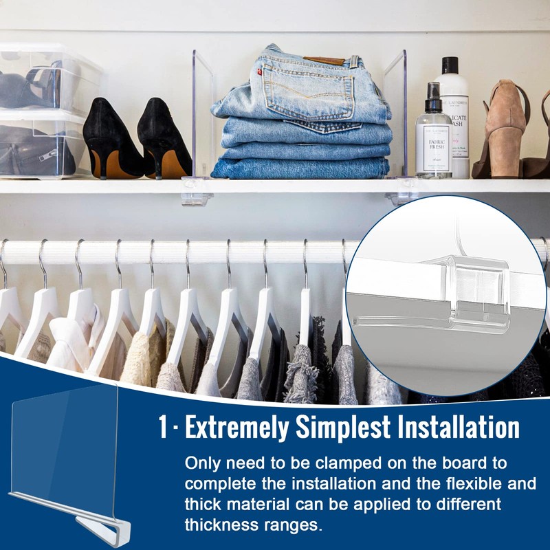 BAUMFEUER BAUMFEUER 12 Pack Clear Acrylic Shelf Dividers for Closet